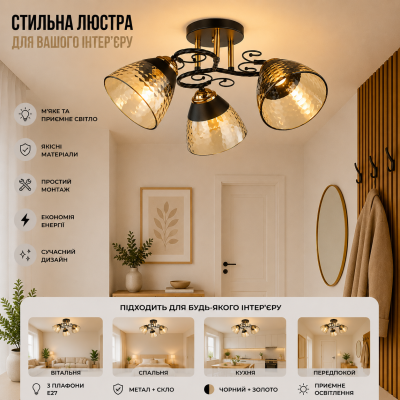 Люстра Valeso 6217-3 BK+FG