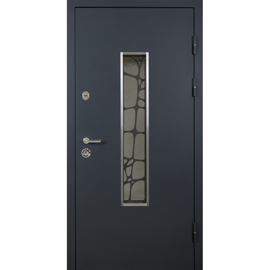 Двері вхідні Abwehr DEFENDER KTM - (408) Solid Glass метал/мдф Дуб немо сріблястий - фото 1