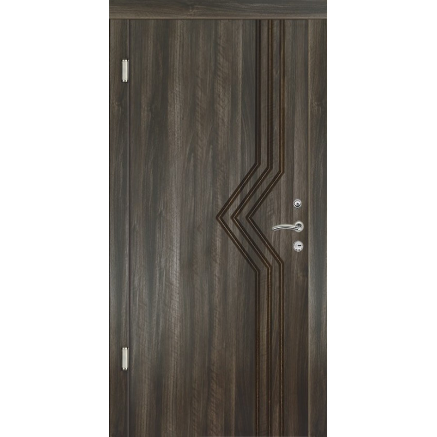 Двері вхідні Портала Тріо Термо 950*2040*100 F-6 brown 100+ Дуб крафт бронза+чорна квадратна ф-ра. П - фото 1