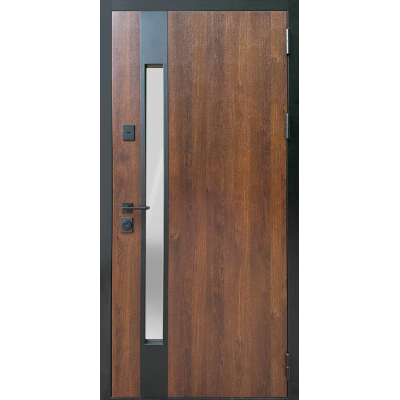 Дверь входная Т-16 960ПЧ витраж 0 мод (714.1) Дуб бронза/супермат белый Л