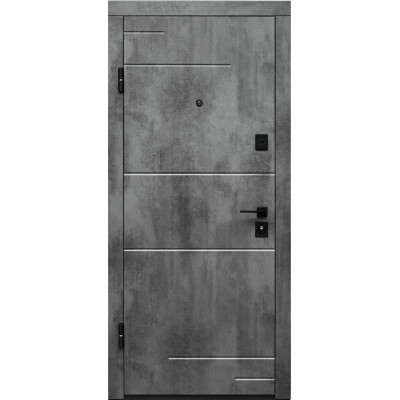 Дверь входная мдф/мдф ПО-361 Оксид темный/оксид светлый (860П) 80-й Ч/Ф сап/сап с ручкой