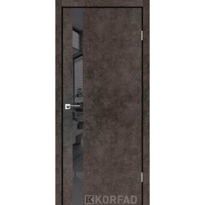 Дверь межкомнатная GLASS LOFT PLATO GLP-02.80 лайт бетон Lacobel черный лак/ALP01 лофт бетон алюм.