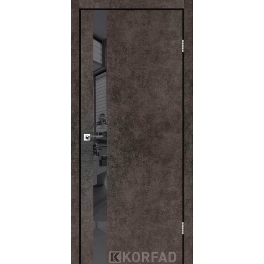 Дверь межкомнатная GLASS LOFT PLATO GLP-02.80 лайт бетон Lacobel черный лак/ALP01 лофт бетон алюм. - фото 1