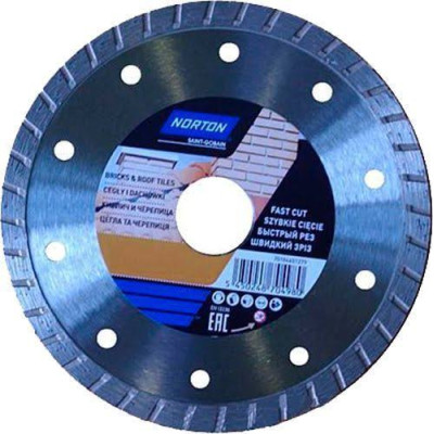 Диск алмазный NORTON-DIY BRICKS & TILES турбо: Ø= 125/ 22.23 мм