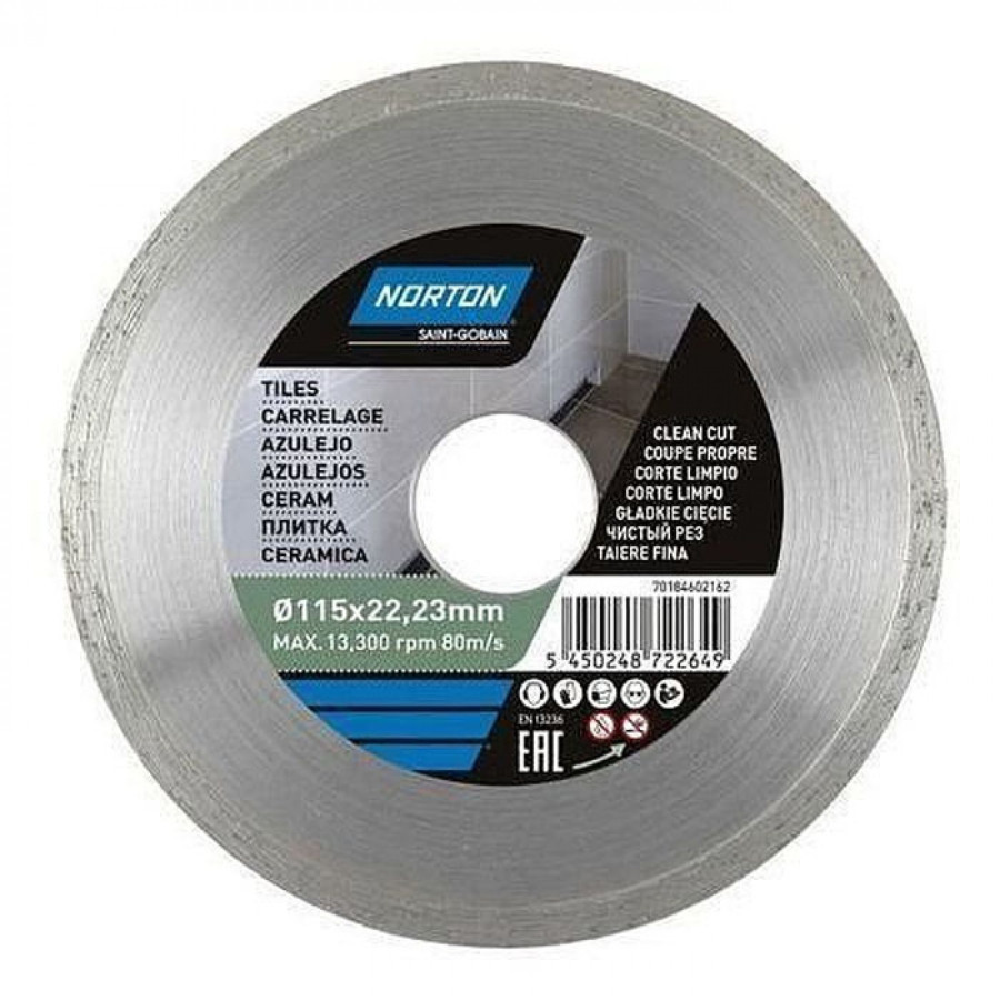 Диск алмазный NORTON-DIY CERAMIC TILES для керамики: Ø=180/25.4/22. мм - фото 1
