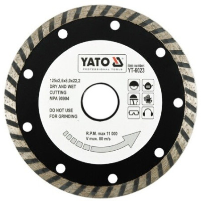 Диск алмазный YATO TURBO д=125*0,8*22,2мм
