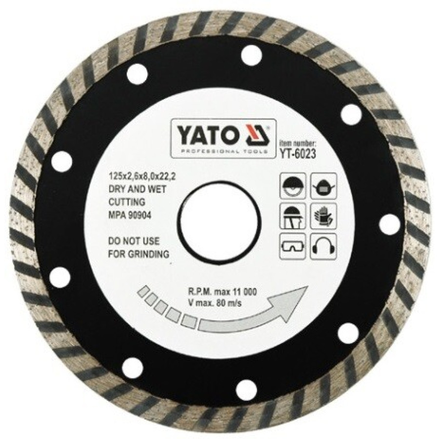 Диск алмазный YATO TURBO д=125*0,8*22,2мм - фото 1