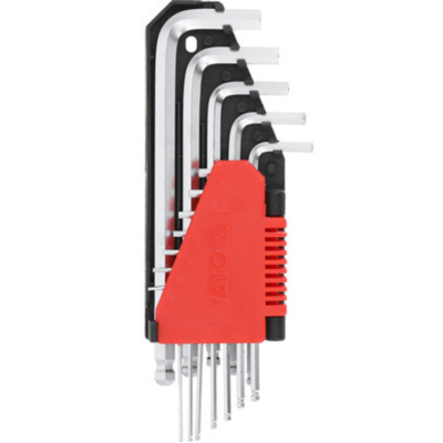 Ключи 6-гранные, Г-образные дюймовые YATO с шаровым наконечником, удлиненные, компл. 12 шт