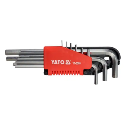 Ключи 6-гранные, Г-образные удлиненные YATO,1,5-10мм, компл. 9 шт.