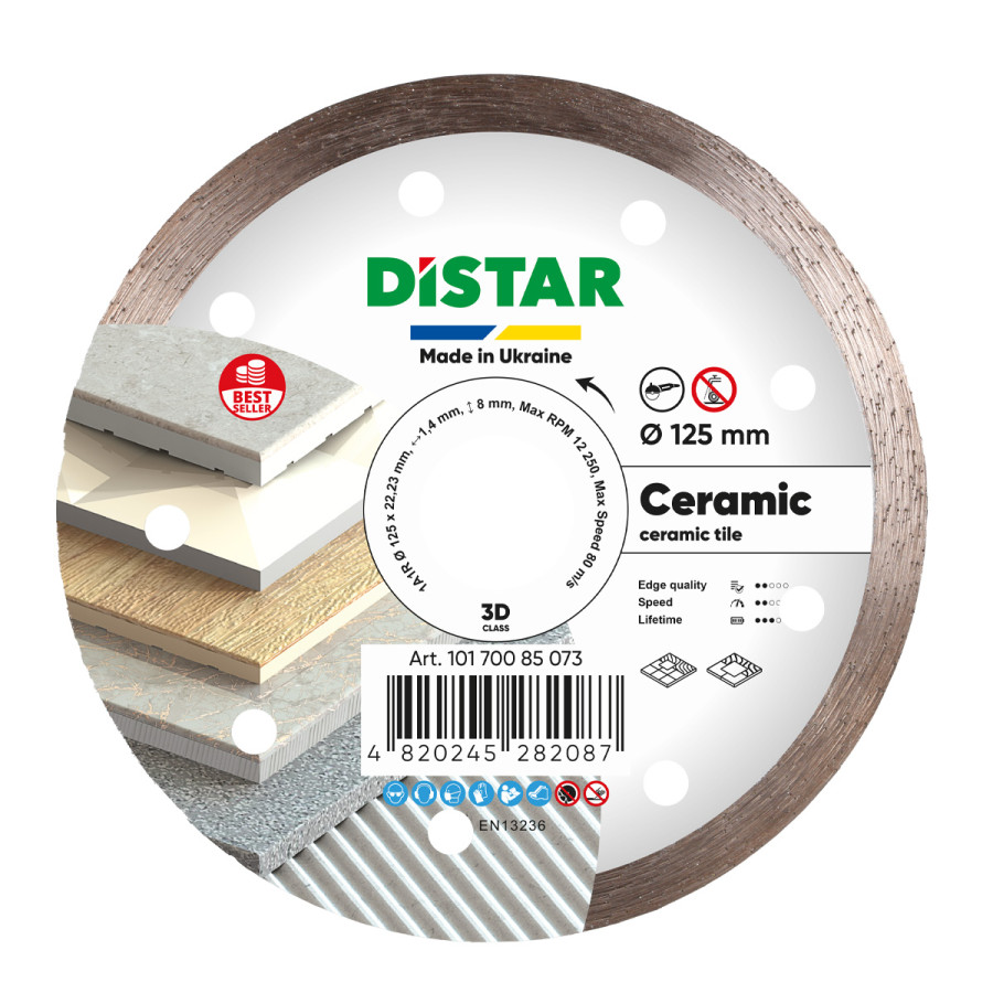 Круг алмазний DiStar форми 1А1R Ceramic 125*1.4*8*22,23мм - фото 1