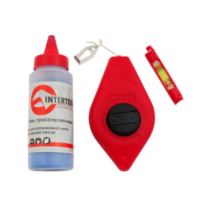 Набор 3-в-1 Intertool – шнур отражательный, мел и шнуровый уровень