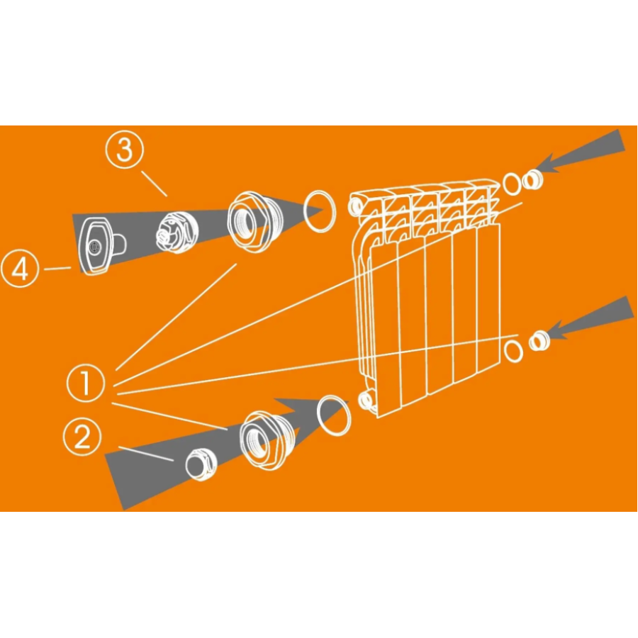 Набор для подключения алюм. радиатора Cristal 1/2 - фото 3