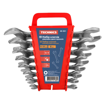 Набор ключей рожковых двухсторонних, Cr-V, 8 шт. (6-22 мм) Technics | 48-901