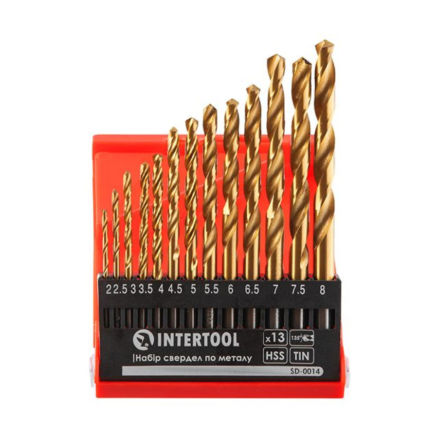 Набір свердел по металу Interеtool - 13 шт (2-8мм) титан - фото 4