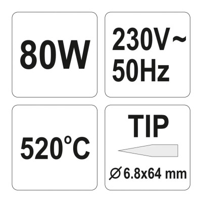Паяльник мережевий YATO, P= 80 Вт, макс. t= 520°C