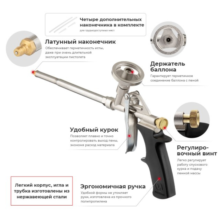 Пістолет для піни Intertool ELAS нікель - фото 7