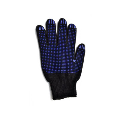 Перчатки черные с синей точкой ПВХ 667