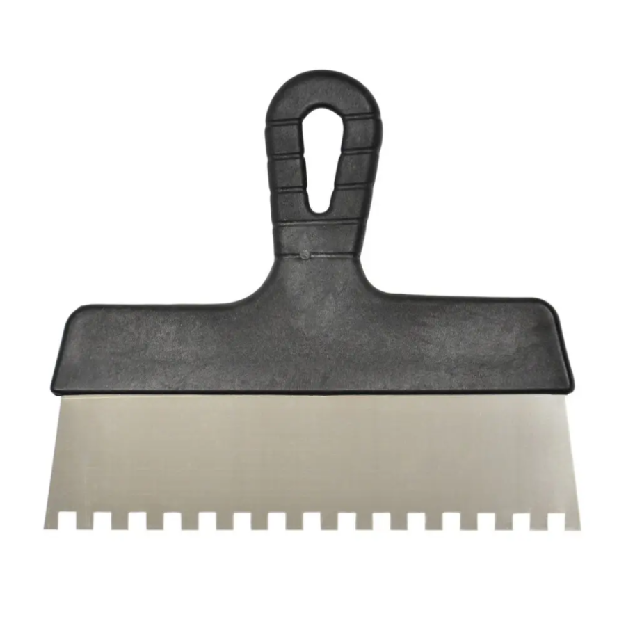 Шпатель нержавеющий с пластмассовой ручкой 05-434 200мм зуб 8*8 - фото 1