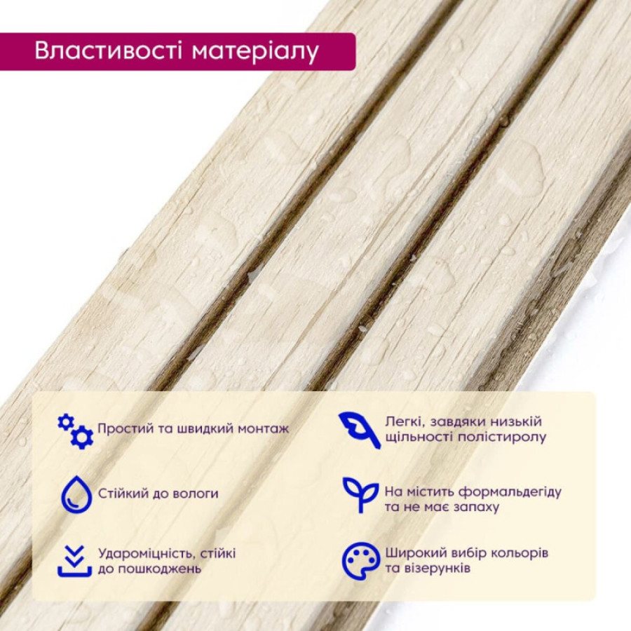 Стінові декоративні рейки PS 120*2900*12мм (00001741) - фото 3