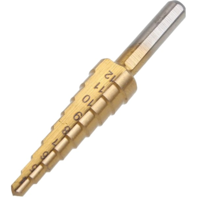 Сверло коническое ступенчатое титановое по металлу STHOR d=4-12мм HSS4241