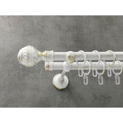 Карниз 2,00 двойной Белое золото гоа+рулло Д25+16