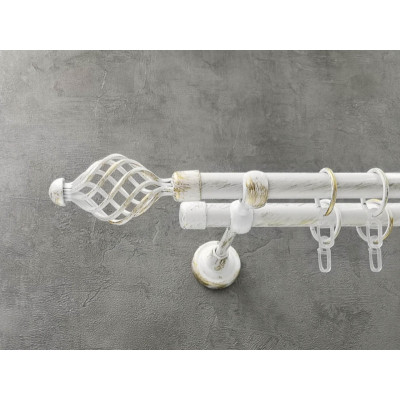 Карниз 3,00 двойной Белое золото навона+рулло Д25+16