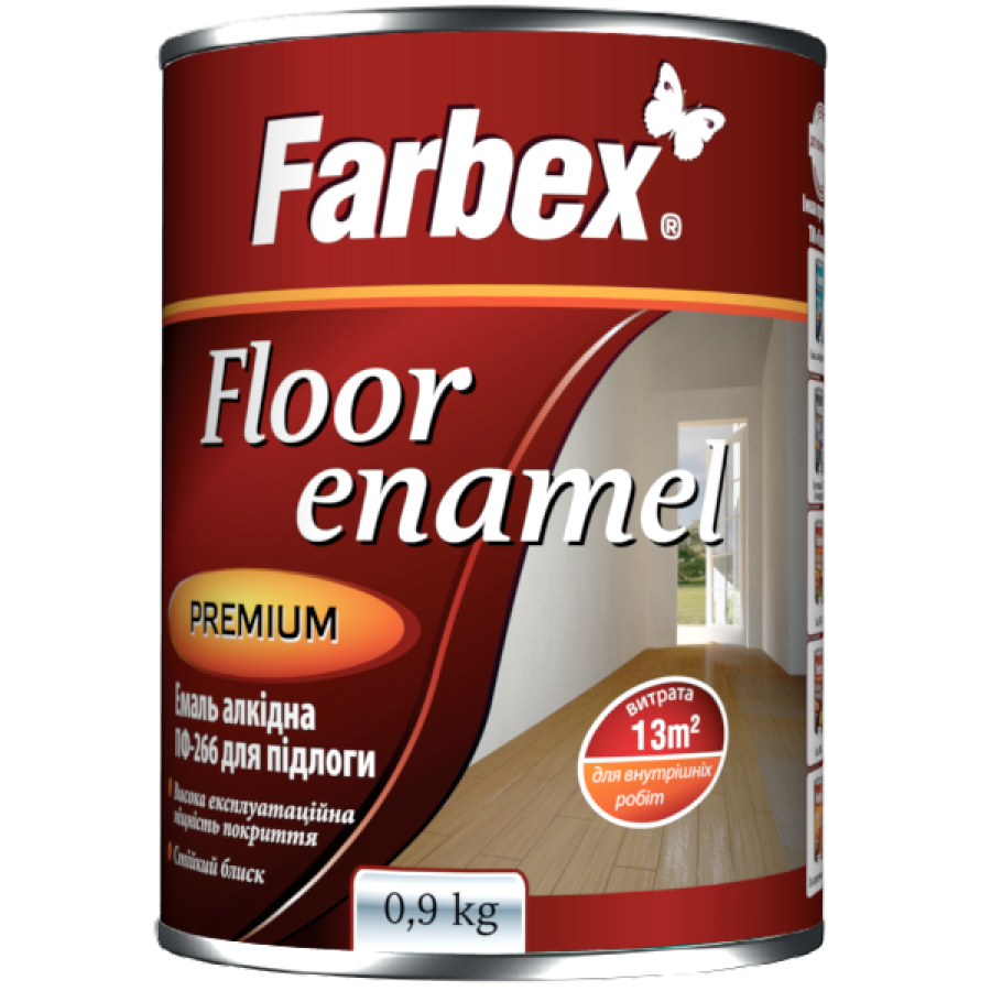 Емаль алкідна ТМ Farbex ПФ-266 червоно-коричнева 0,9кг - фото 1