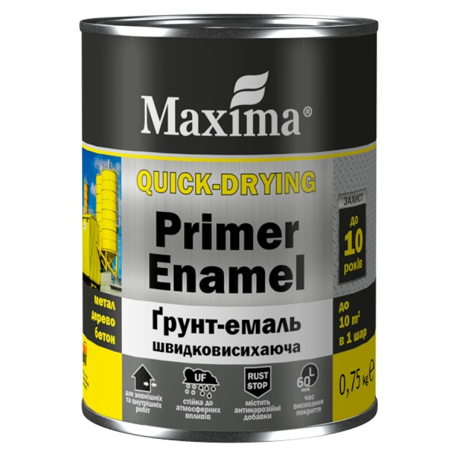 Грунт-емаль ТМ Maxima швидковисихаюча, біла 0,75кг - фото 1