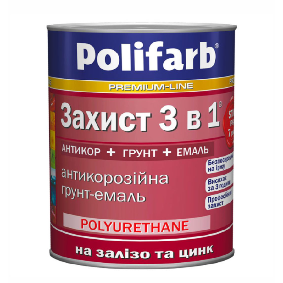 Емаль Polifarb Захист 3в1 сірий RAL7042 0,9кг - фото 1