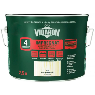Пропитка для древесины Vidaron импрегрант грунт-бесцветный 2,5л