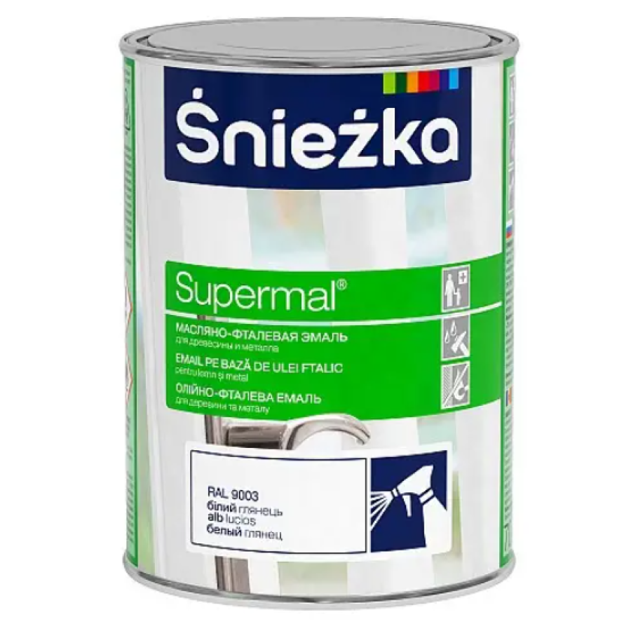 Емаль для дерева та металу Sniezka Supermal біла 1л - фото 1