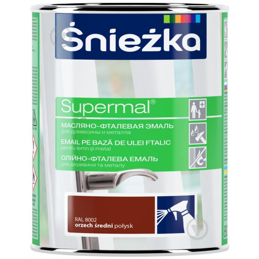 Емаль для дерева та металу Sniezka Supermal горіх середній 1л - фото 1
