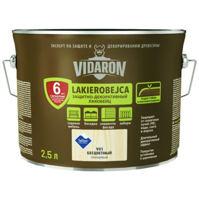 Защита для древесины Vidaron Лакобейц бесцветный L01 2,5л