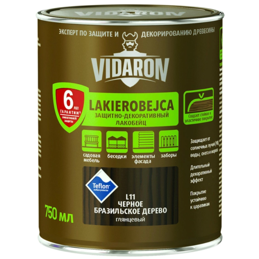 Захист для деревини Vidaron Лакобейц чорний L11 0,75л - фото 1