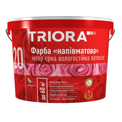 Краска Triora 1л интерьерная полуматовая влагостойкая латексная