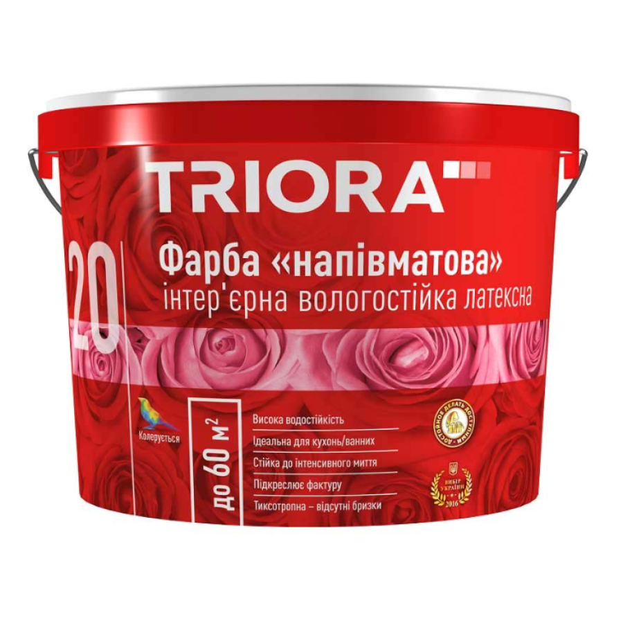 Фарба Triora 1л інтер'єрна напівматова вологостійка латексна - фото 1