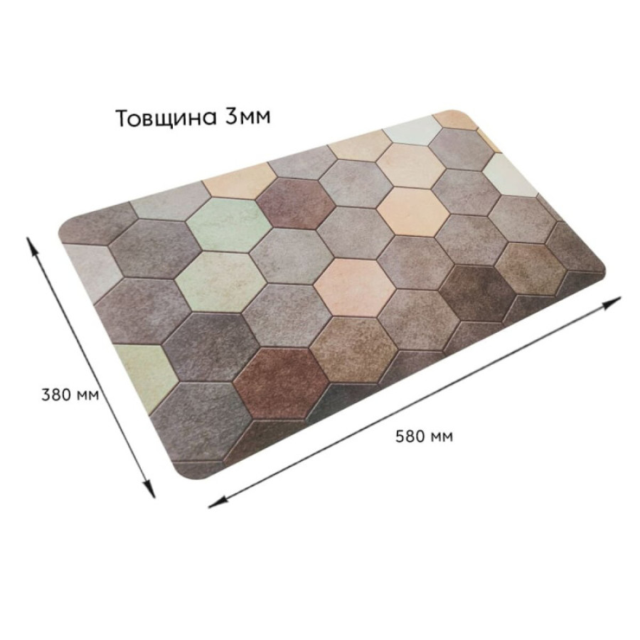 Вологопоглинаючий коврик шестикутники 38*58*3мм SW-00001571 - фото 3