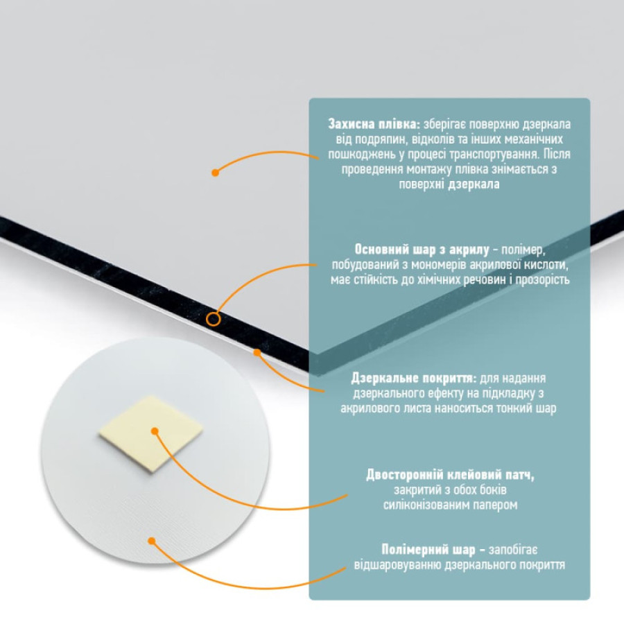 Дзеркальна наклейка (акрил) 400*900мм*2мм Silver SW-00001596 - фото 4