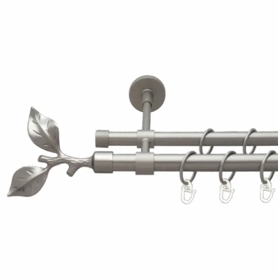 Карниз "Cardinal" D19/16 раздвижной 1,6-3,1м сатин никель лист розы двойной