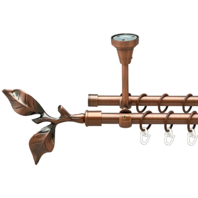 Карниз раздвижной "Cardinal" 1,6-3,1м медь античная лист розы 2