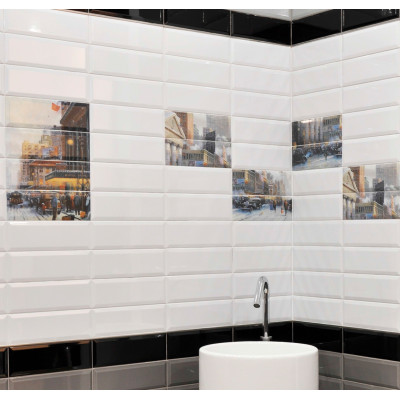 Плитка Ape Ceramica Fayette Biselado Blanco Brillo 10x20 см