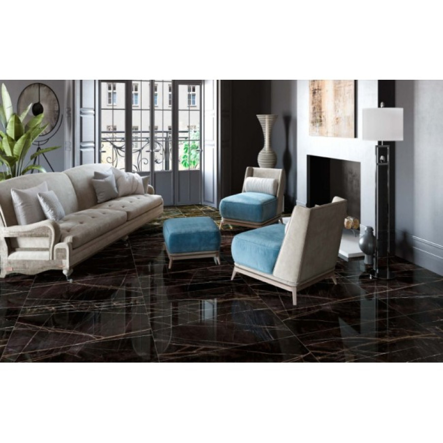Плитка керамограніт Argenta Ceramica Tantalo Negro 60x120 см - фото 2