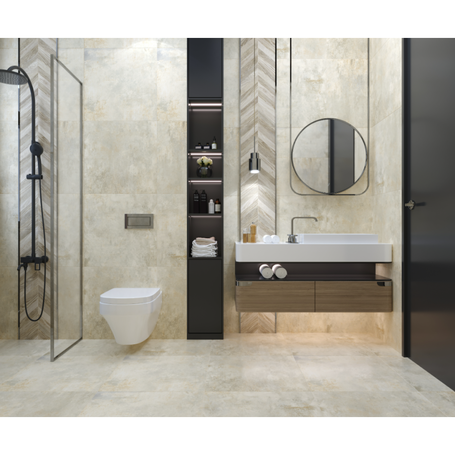 Плитка керамогранит Golden Tile Metallica Бежевый 781520 60x60 см - фото 2