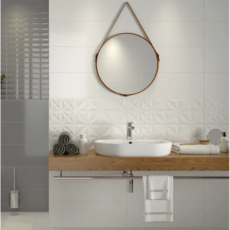 Плитка Opoczno White Glossy Squares Structure 250×750x10 - фото 3