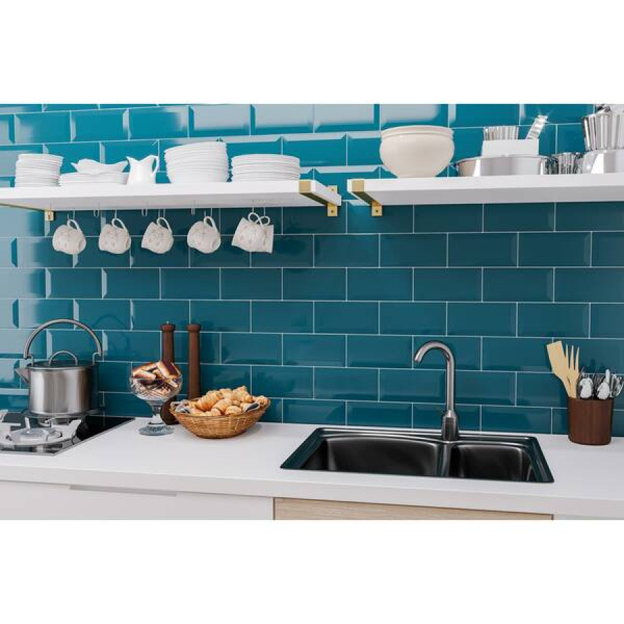 Плитка Golden Tile Metrotiles Metrotiles Синій 46М061 10x20 см - фото 2