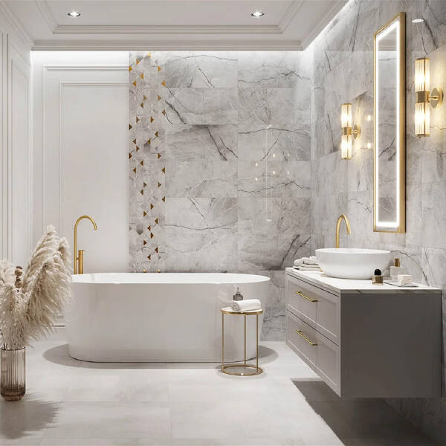 Плитка OPOCZNO STONE HILLS GREY GLOSSY RECT 8×598×298 - фото 2