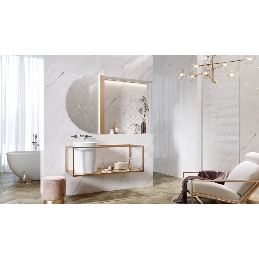 Плитка Opoczno Pl+ Carrara White Glossy Rect 29x89 см - фото 2
