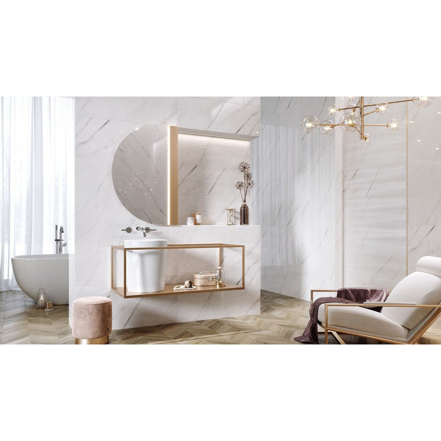 Плитка керамогранит Opoczno Pl Carrara Soft White Satin Rect 59,5x120 см - фото 2