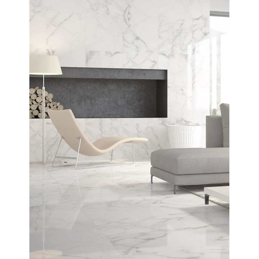 Плитка керамогранитная Golden Tile Calacatta Extra белый 607x607x10 - фото 3