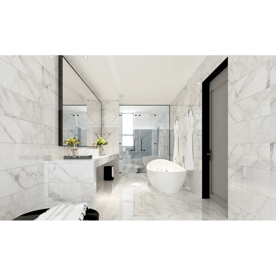 Плитка керамогранитная Golden Tile Calacatta Extra белый 607x607x10 - фото 4